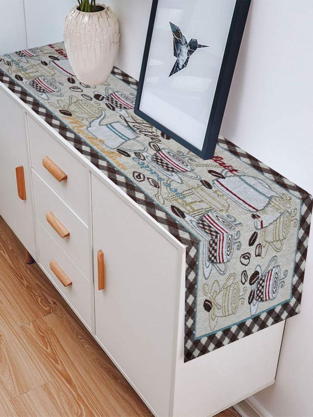 PRAKARTIK Brown & Beige Printed Pure Cotton Durable Table Runner