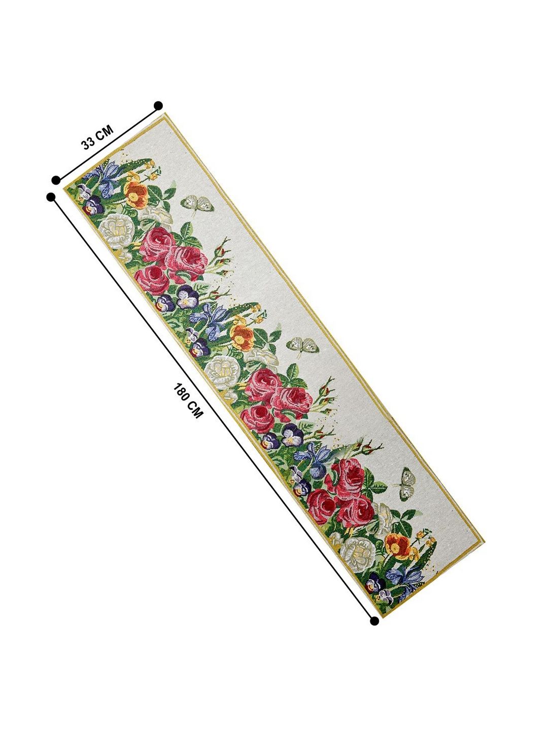 PRAKARTIK Yellow & Green Floral Printed Pure Cotton Durable Table Runner