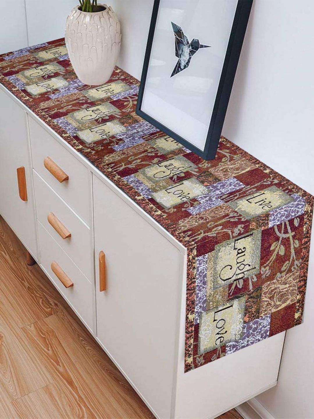 PRAKARTIK Brown & Beige Printed Pure Cotton Durable TableRunner