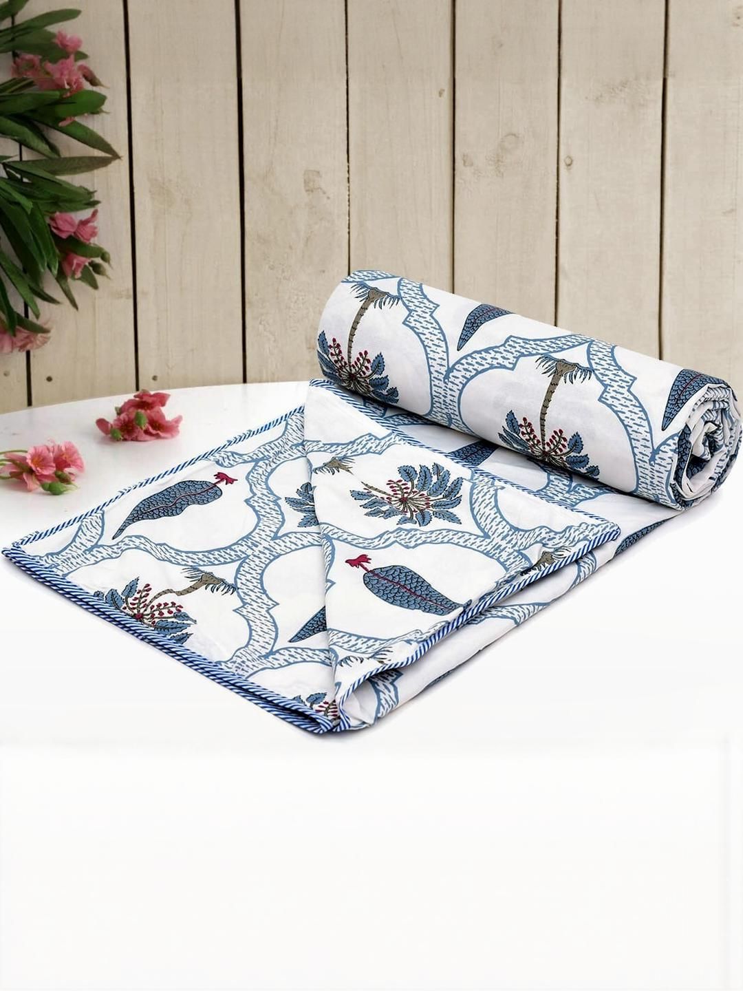 Anadhika Blue Floral AC Room Single Bed Dohar-picture-30