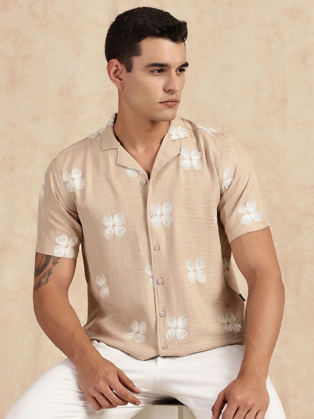 Thomas Scott Men Classic Fit Floral Printed Cuban Collar Casual Shirt-picture-25