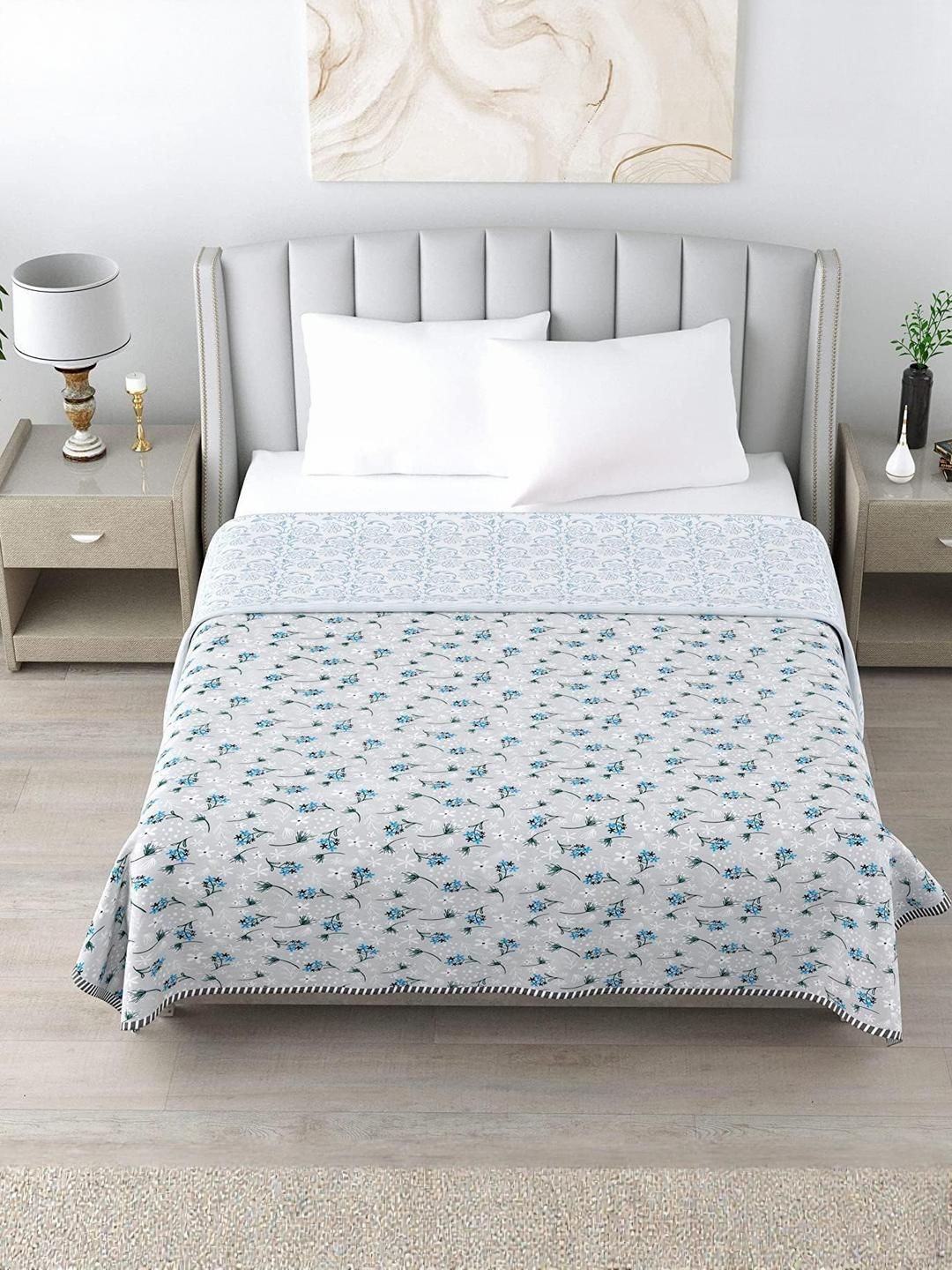 Anadhika Grey Floral AC Room Single Bed Dohar-picture-48