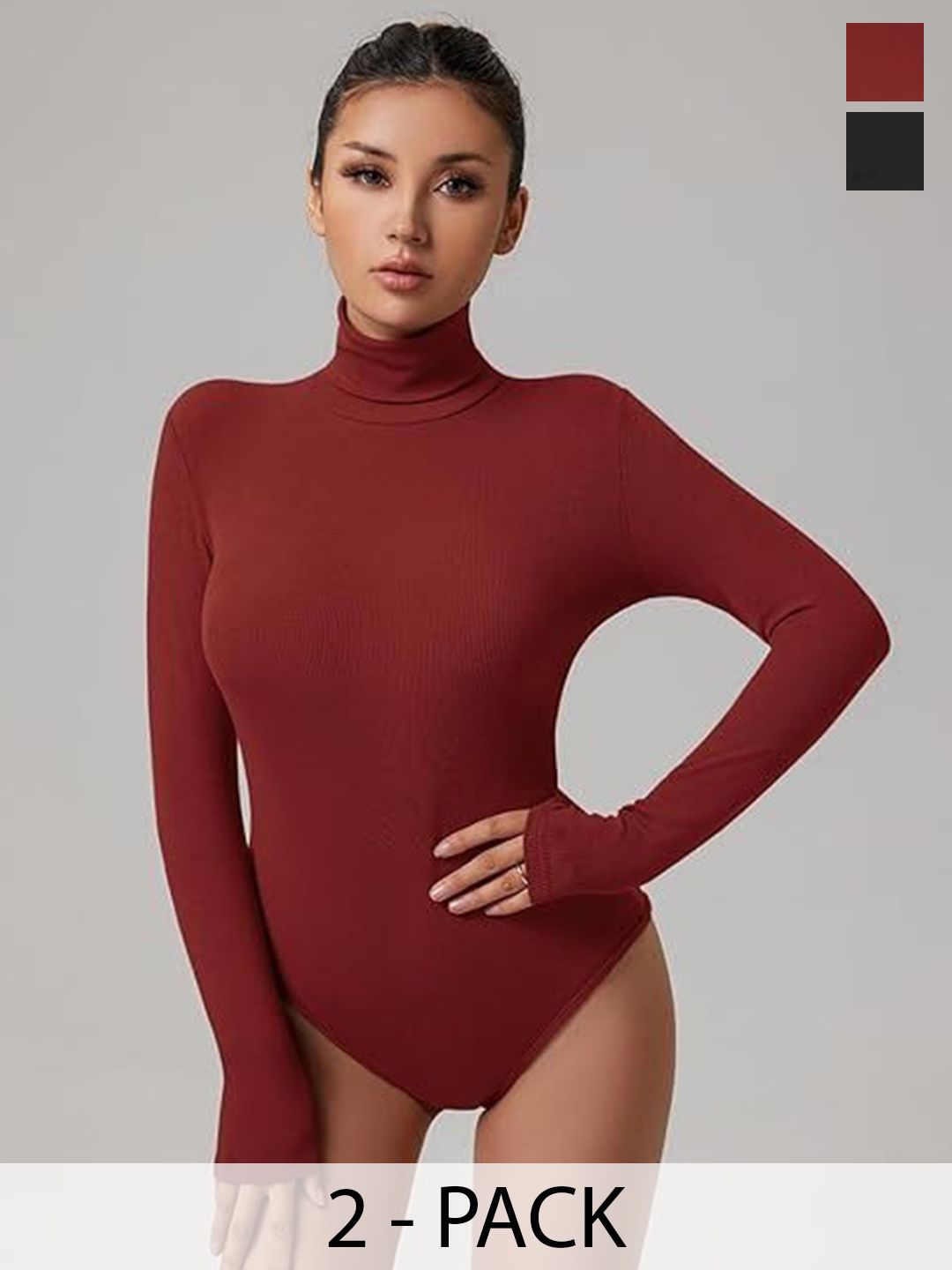 ZEROZABAR Pack of 2 High Neck Bodysuit-image-37