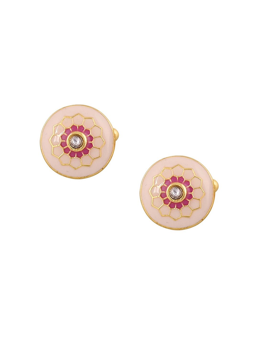 House of Pataudi Men Gold-Plated Stone-Studded Cufflinks-picture-53