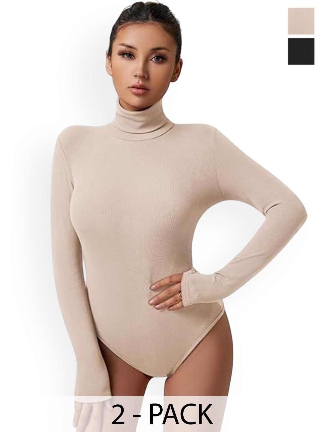 TRENDY ERA Pack Of 2 High Neck Bodysuit-image-44
