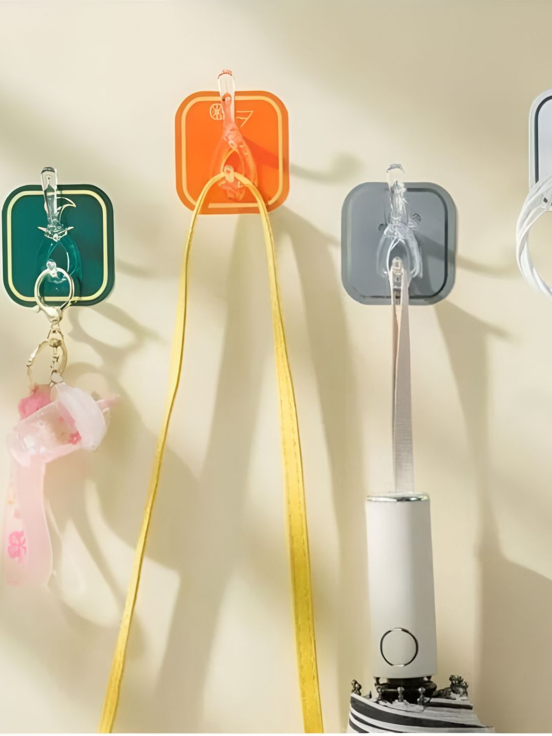 upkaranwale Green & Orange Self Adhesive Magic Sticker Wall Hanger & Hooks-image-48