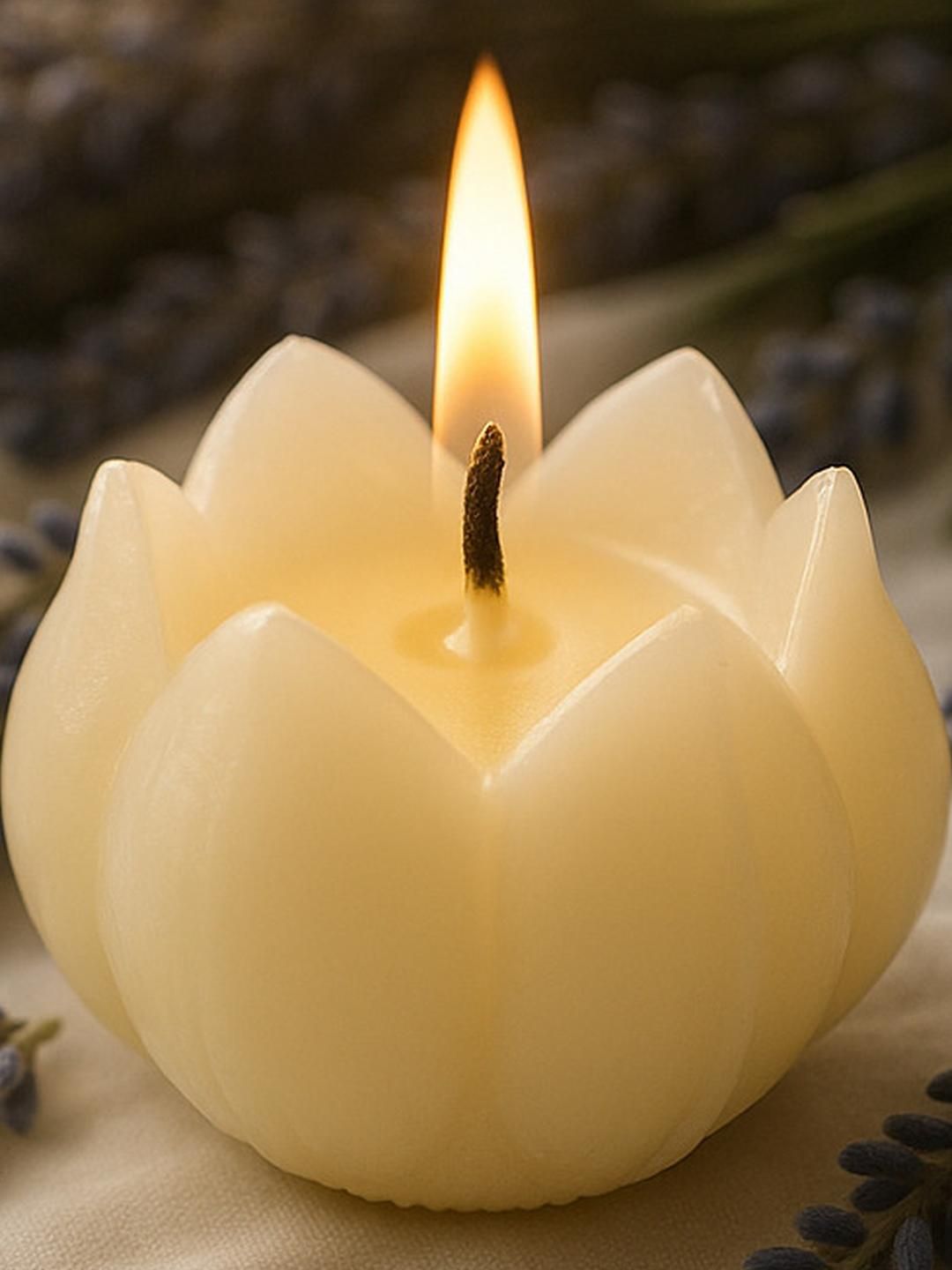 LIGHT JEWELS White 2 Pieces Lotus Shaped Candle-image-25