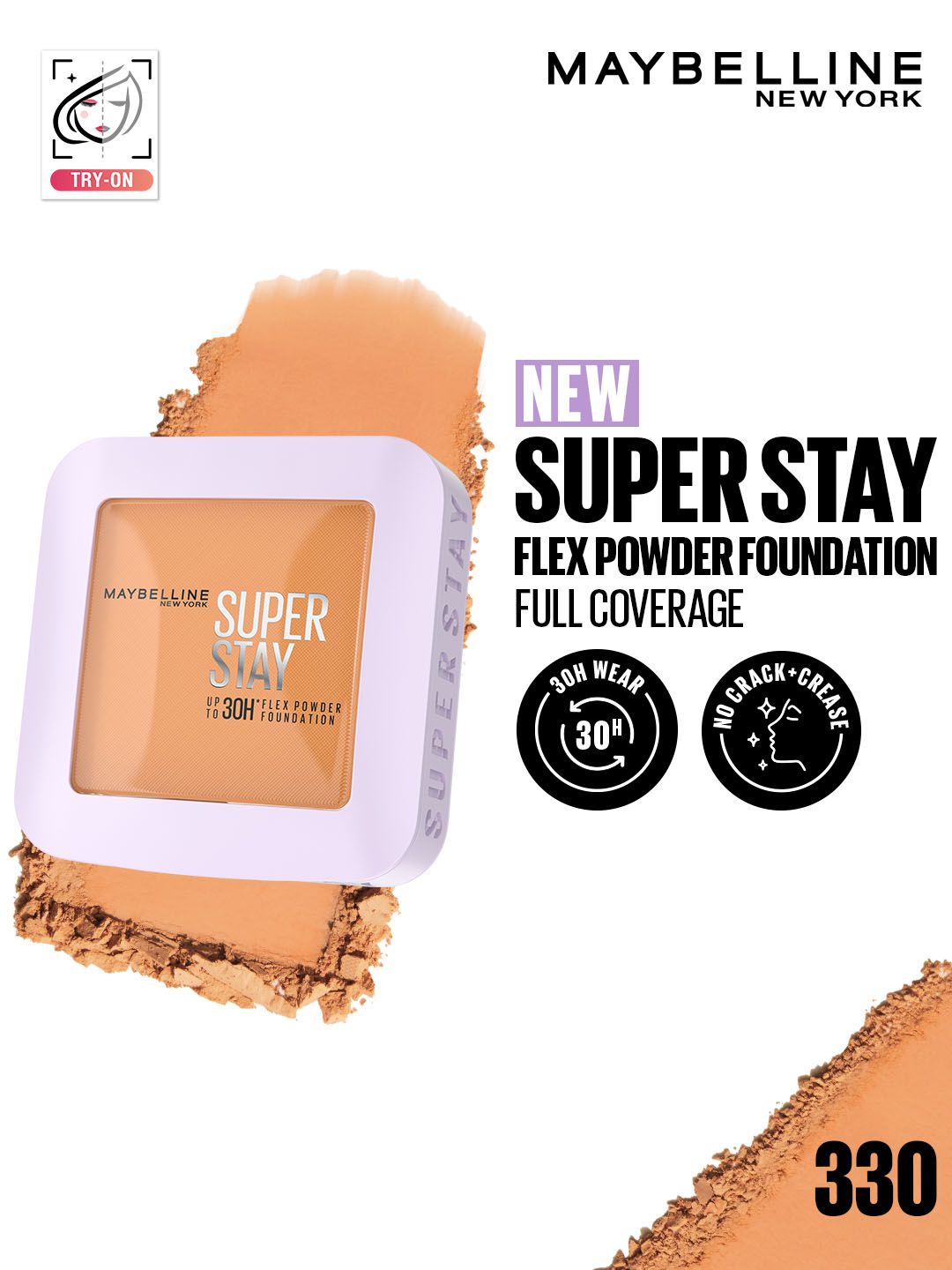 Maybelline New York Super Stay Flex Powder Full Coverage Foundation for Oily Skin 9g - 330-picture-28