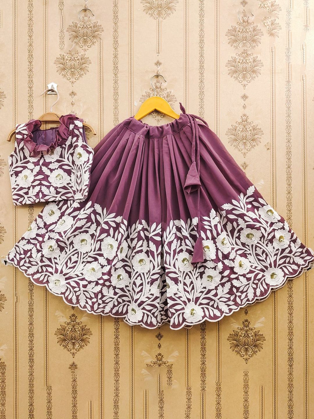 Helene Girls Embroidered Thread Work Ready to Wear Lehenga &-picture-38