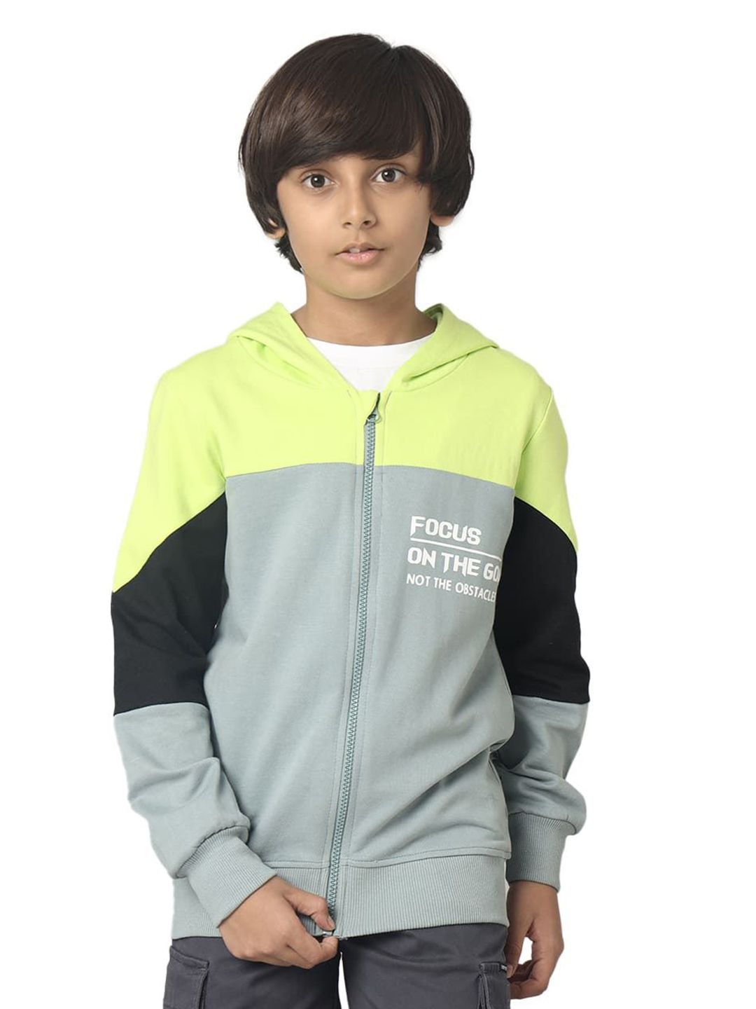 UNDER FOURTEEN ONLY Boys Cotton Colourblocked Front-Open Sweatshirt-picture-16