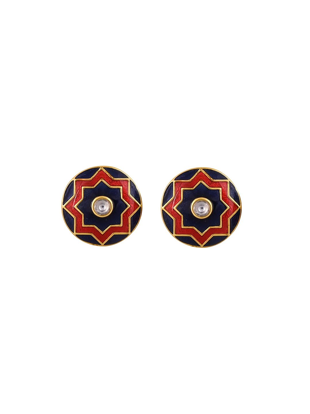 House of Pataudi Men Gold-Plated Stones Studded Enamel Detail Cuff Links-picture-45