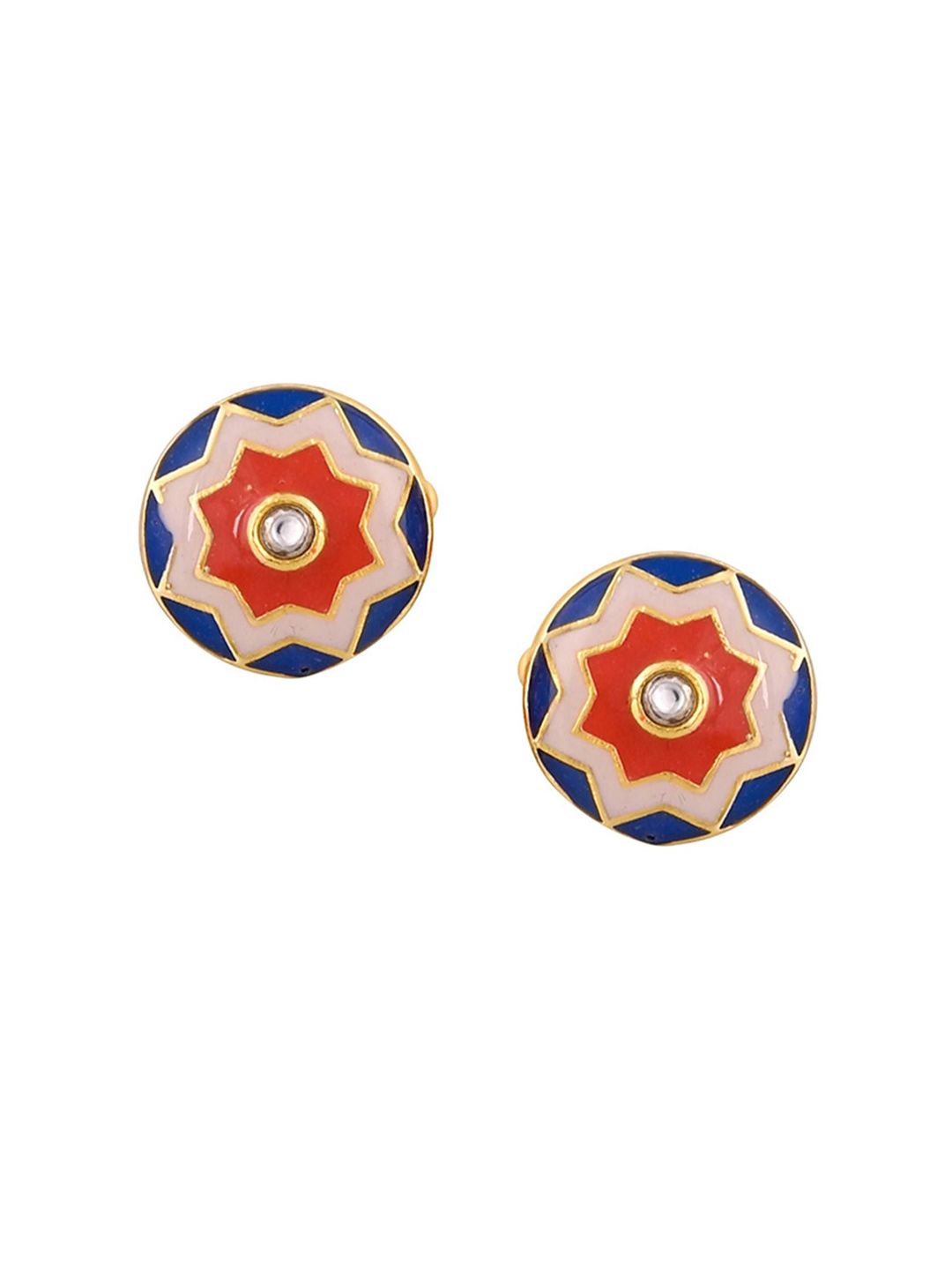 House of Pataudi Men Embellished Gold-Plated Stone Studded Round Cufflinks-picture-51