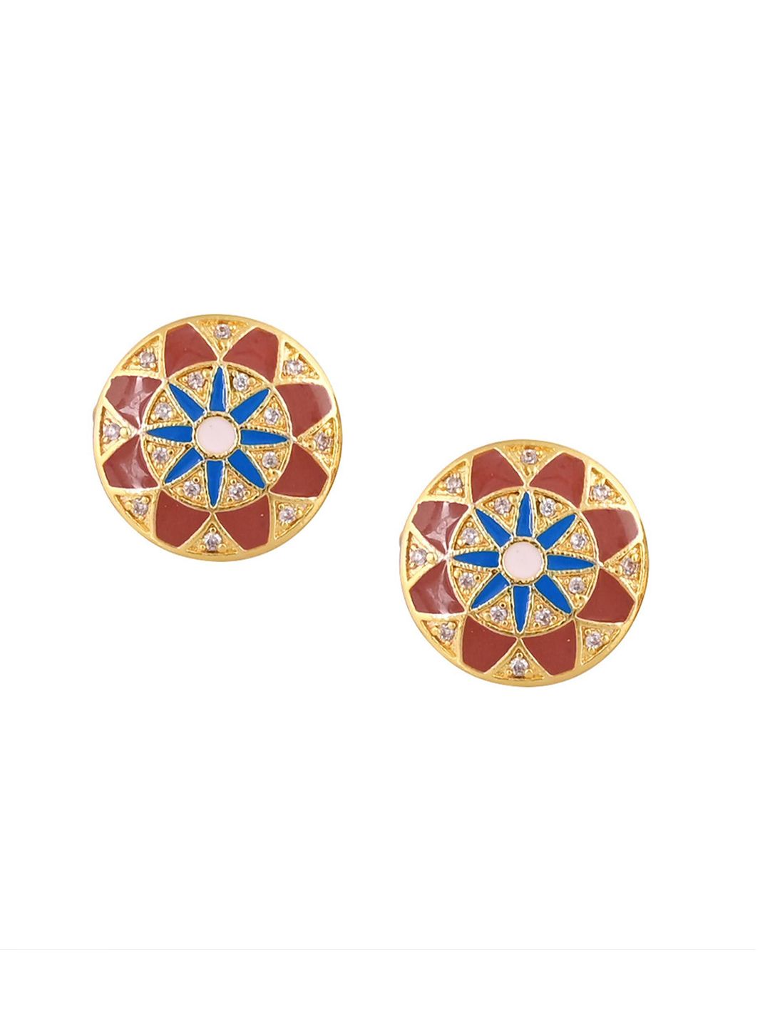 House of Pataudi Men Gold-Plated Stones Studded Cuff Links-picture-42