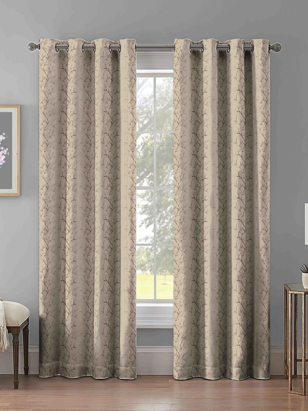 Aura Beige & Brown 2 Pieces Abstract Printed Door Curtains-picture-33