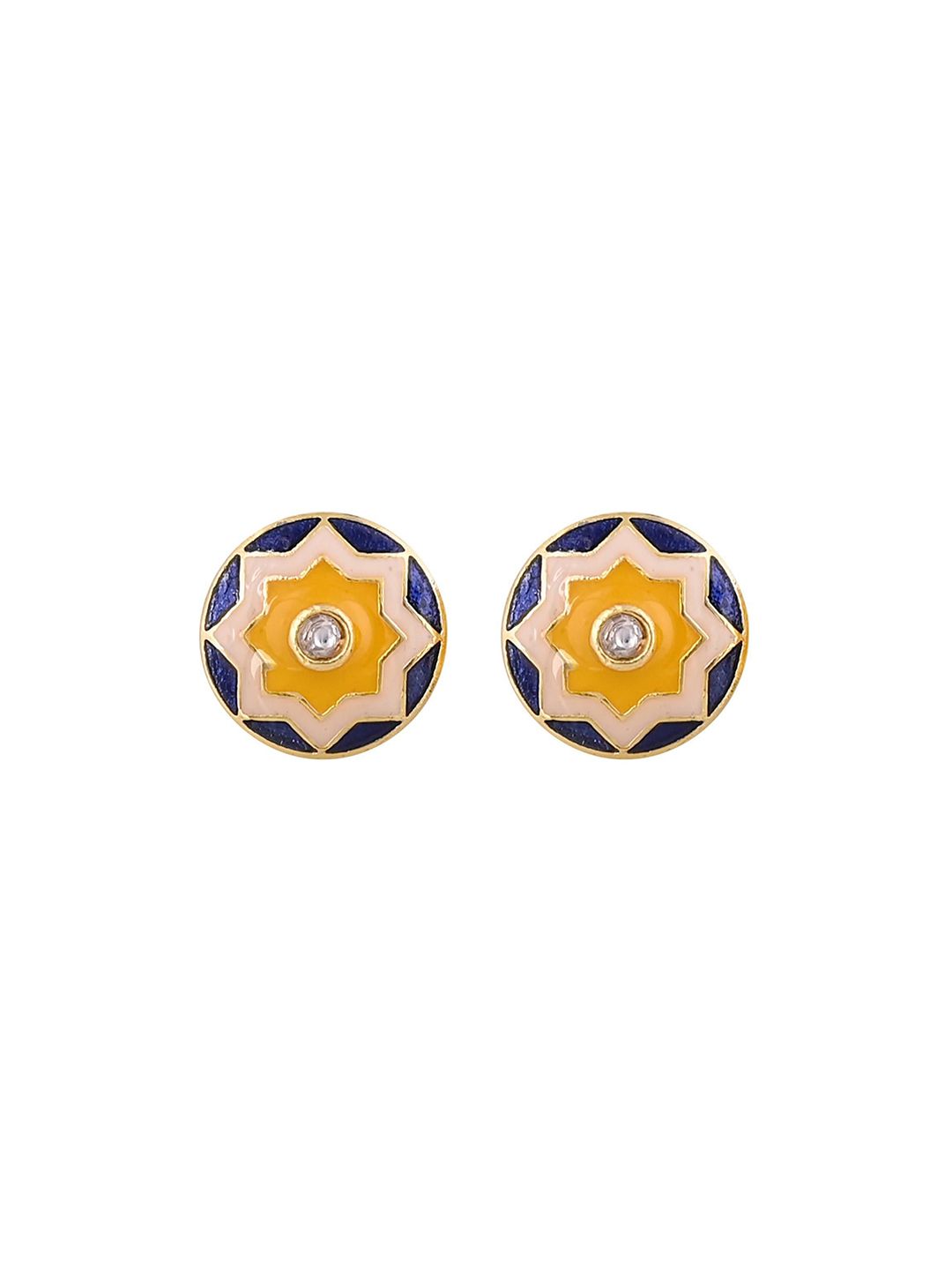 House of Pataudi Men Set of 2 Gold-Plated Stone-Studded Cufflinks-picture-17