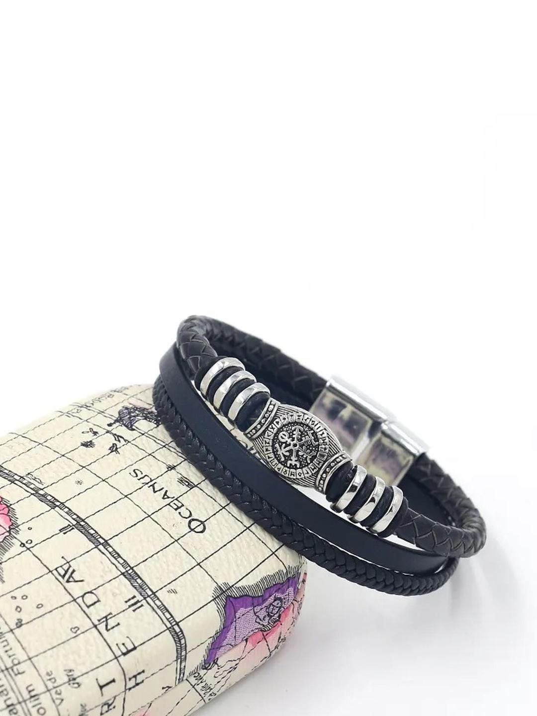 Roadster Men Leather Silver-Plated Multistrand Bracelet-picture-36