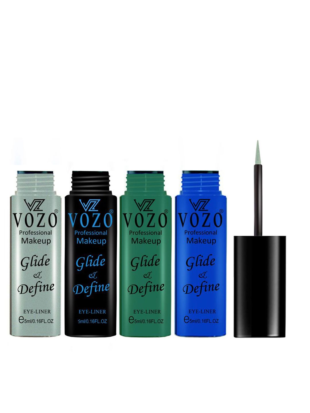 VOZO Set Of 4 Glide & Define Liquid Eyeliner- 5 ml Each- 02-04- 05- 08