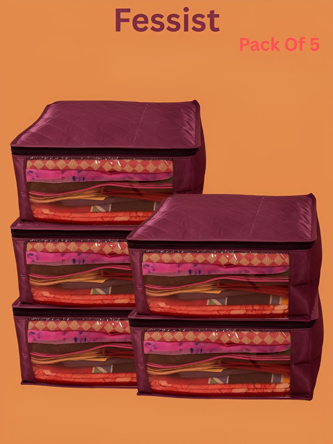 Fessist Purple 5 Pieces Satin Drawer Organisers-picture-41