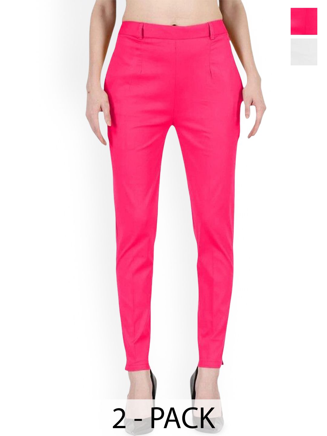 SRISARAS Women Pack Of 2 Cotton Slim Fit Regular Fit Trousers-picture-25