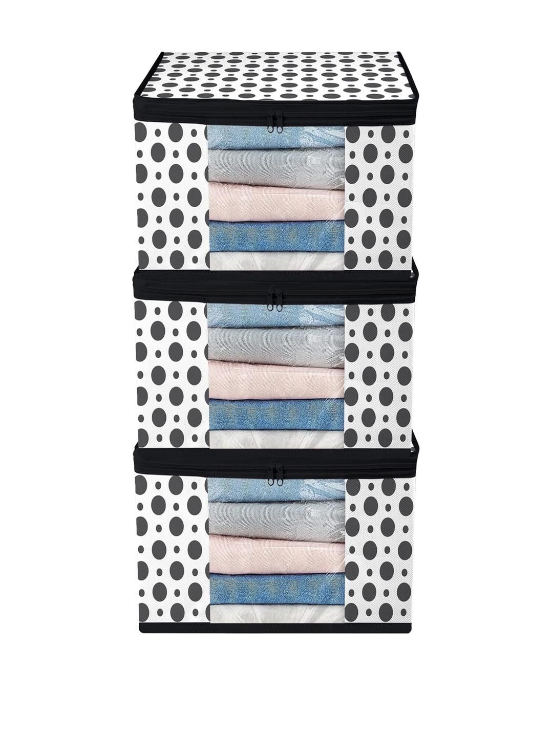 ANKIT INTERNATIONAL Pack of 3 Polka Design Saree Storage Organizers-image-5