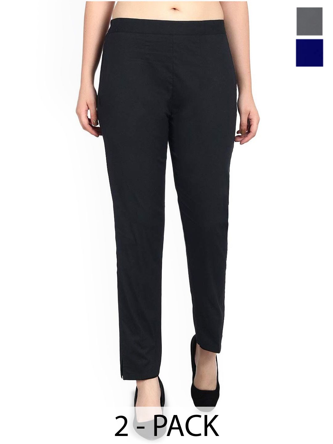 SRISARAS Women Pack of 2 Cotton Trousers-picture-29