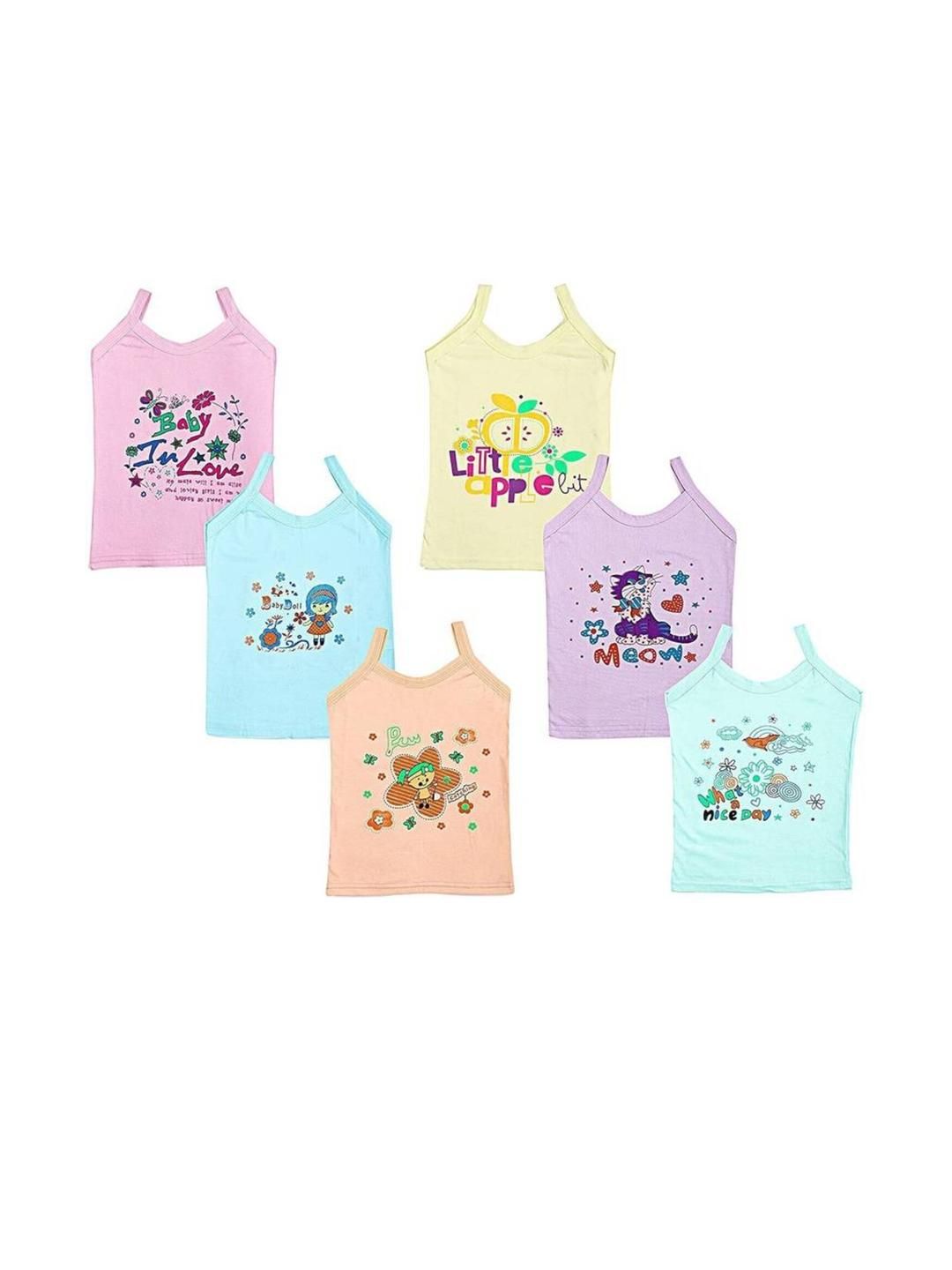 TINY HANDS Girls Pack Of 6 Pure Cotton Innerwear Vests