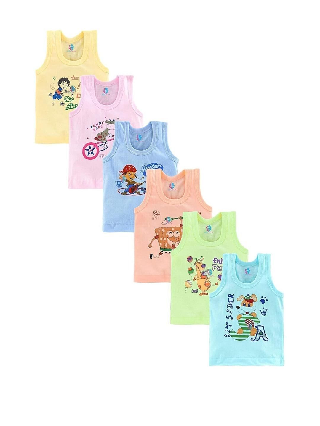 DESNUDA Boys Pack of 6 Printed Cotton Vest-picture-27