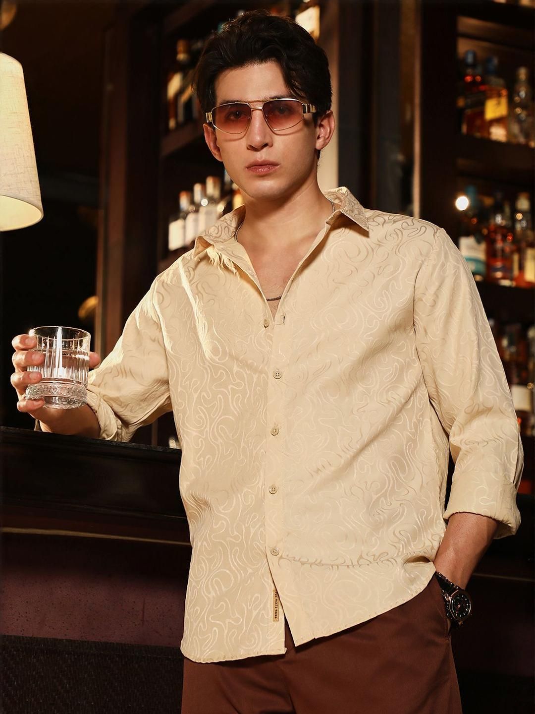 Campus Sutra Geometric Printed Spread Collar Comfort Cotton Casual Shirt-picture-20