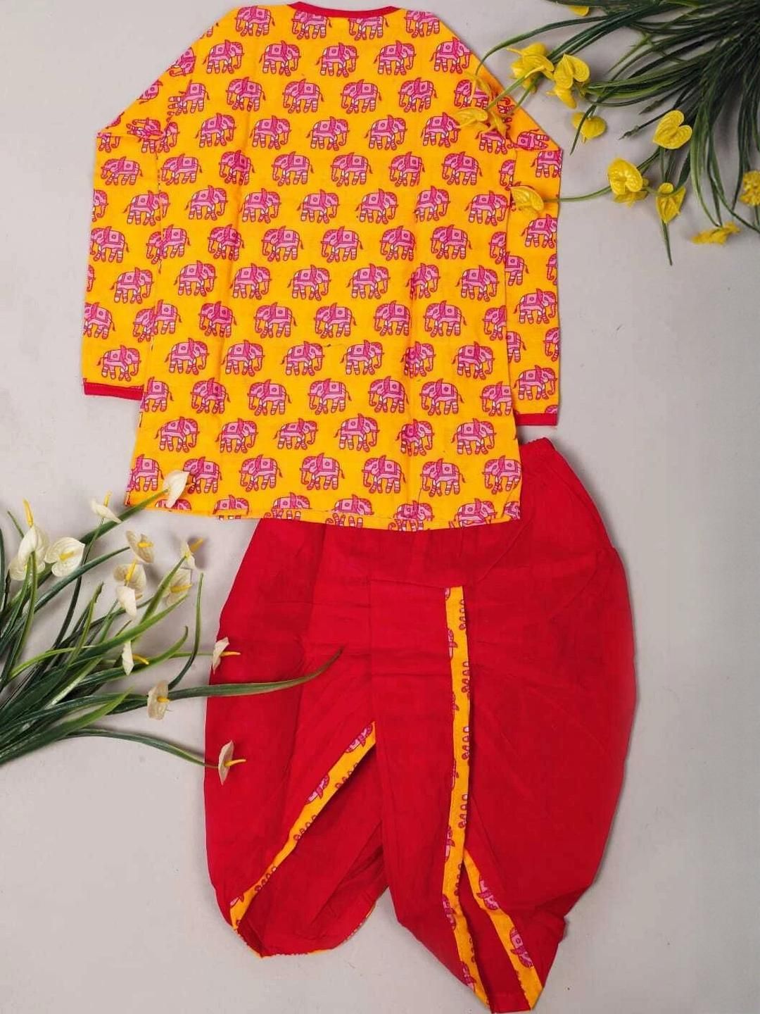 LITTLE DREAMS Printed Cotton Blend Kurta & Dhoti Pants-picture-21