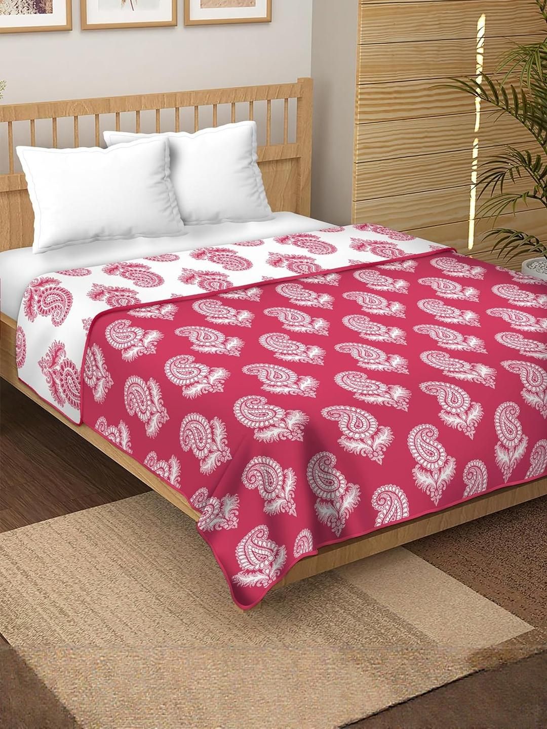 Anadhika Fuchsia Floral AC Room Double Bed Dohar-image-4