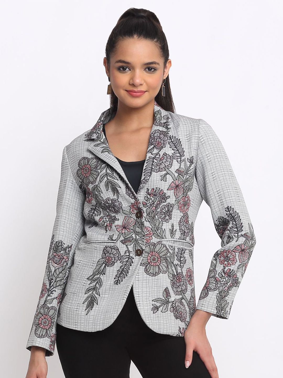 SHAYE Floral Printed Single-Breasted Blazer-picture-22