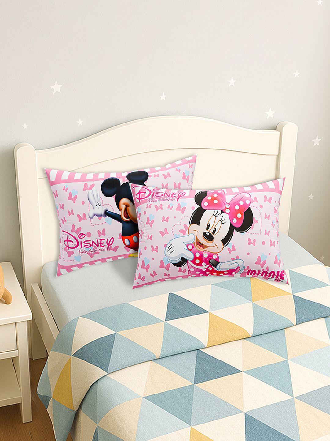 Kuber Industries Pink & White Disney Printed Microfiber Ultra Soft Sleep Pillow-picture-50