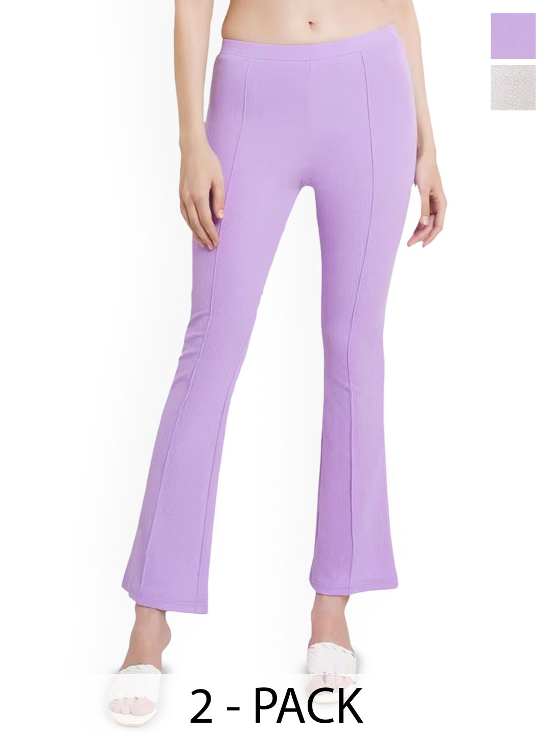 SRISARAS Women Pack of 2 Regular Fit Mid-Rise Cotton Trousers-picture-23