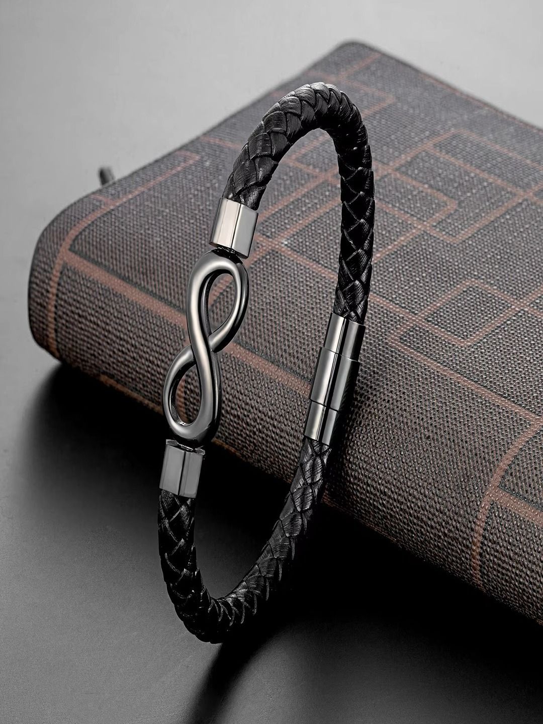 UNIVERSITY TRENDZ Men Clasp Buckle Infinity Symbol Leather Wraparound Bracelet-picture-39