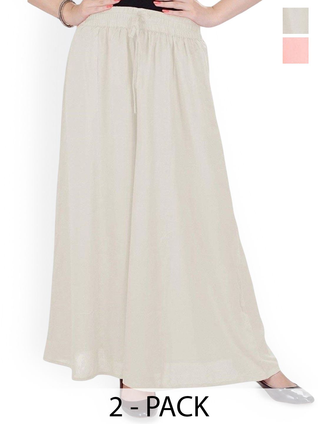 SRISARAS Women Pack of 2 Pleated Regular Fit Mid-Rise Trousers-picture-34