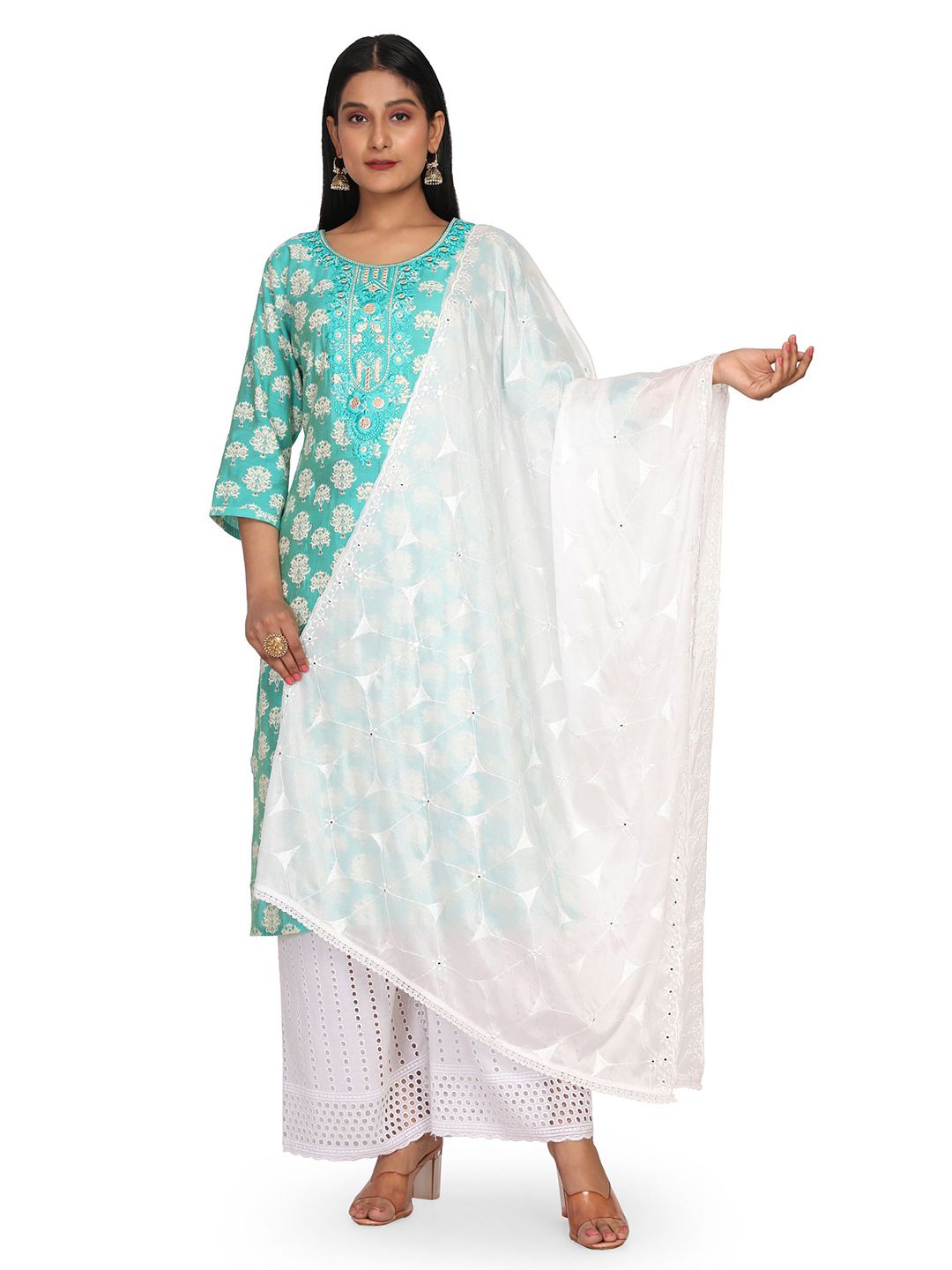 NEEL ART Floral Embroidered Sequinned Dupatta-picture-37