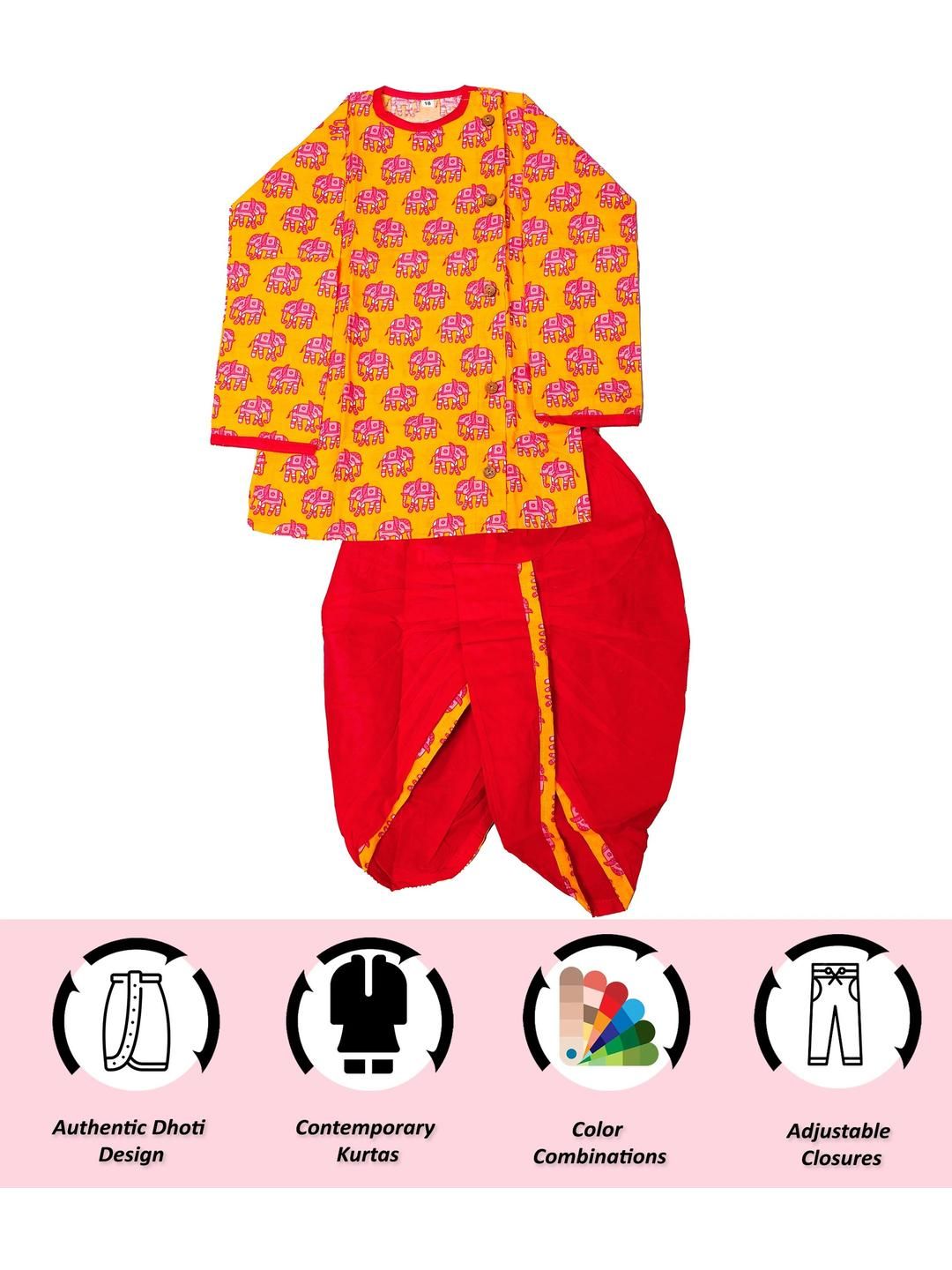 LITTLE DREAMS Printed Cotton Blend Kurta & Dhoti Pants-picture-49