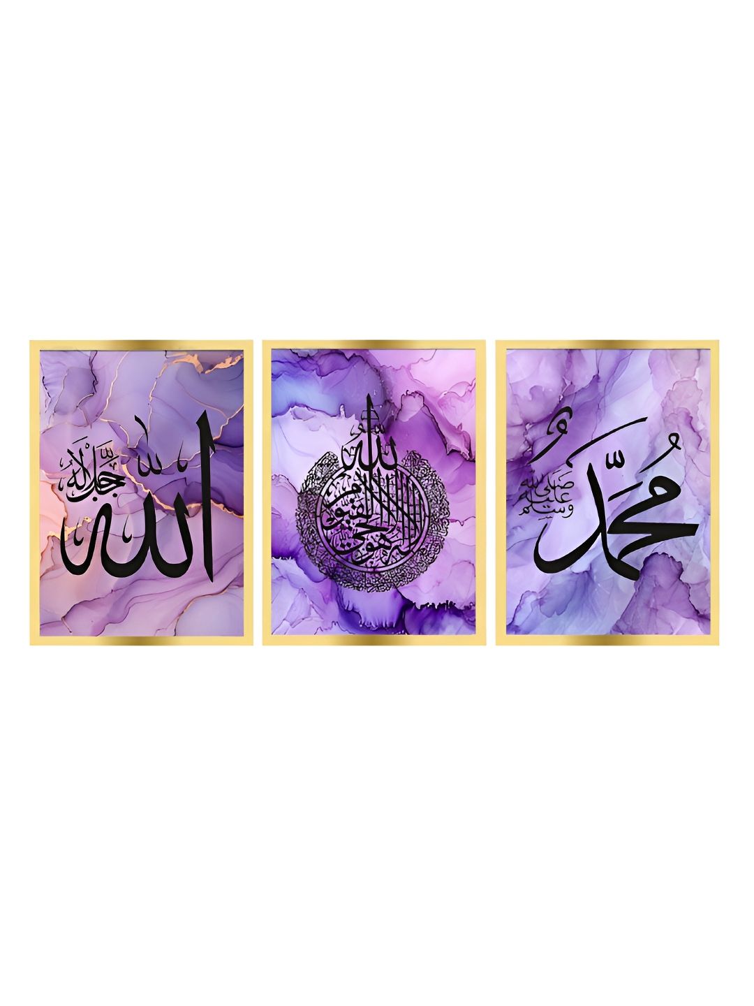 Craftnest creations Purple & White Set of 3 Piece Canvas Religious Wall Paintings-picture-27