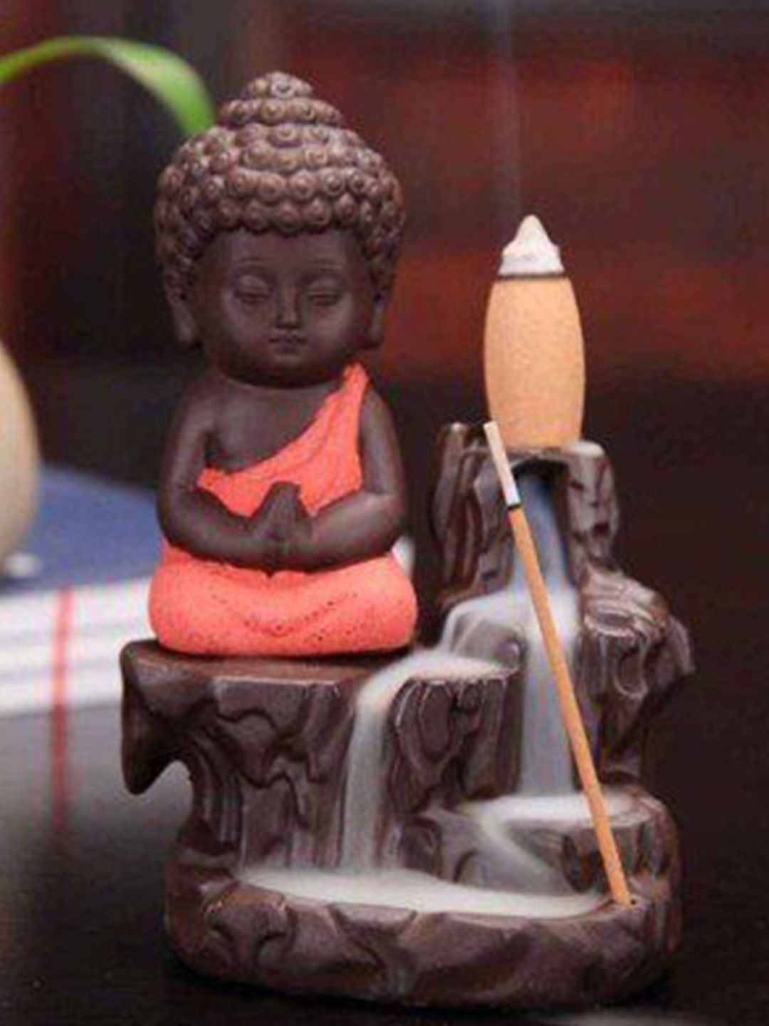 CRAFTAM Black & Orange-Colored Buddha Smoke Backflow Fountain With 1 Scented Cone-image-23