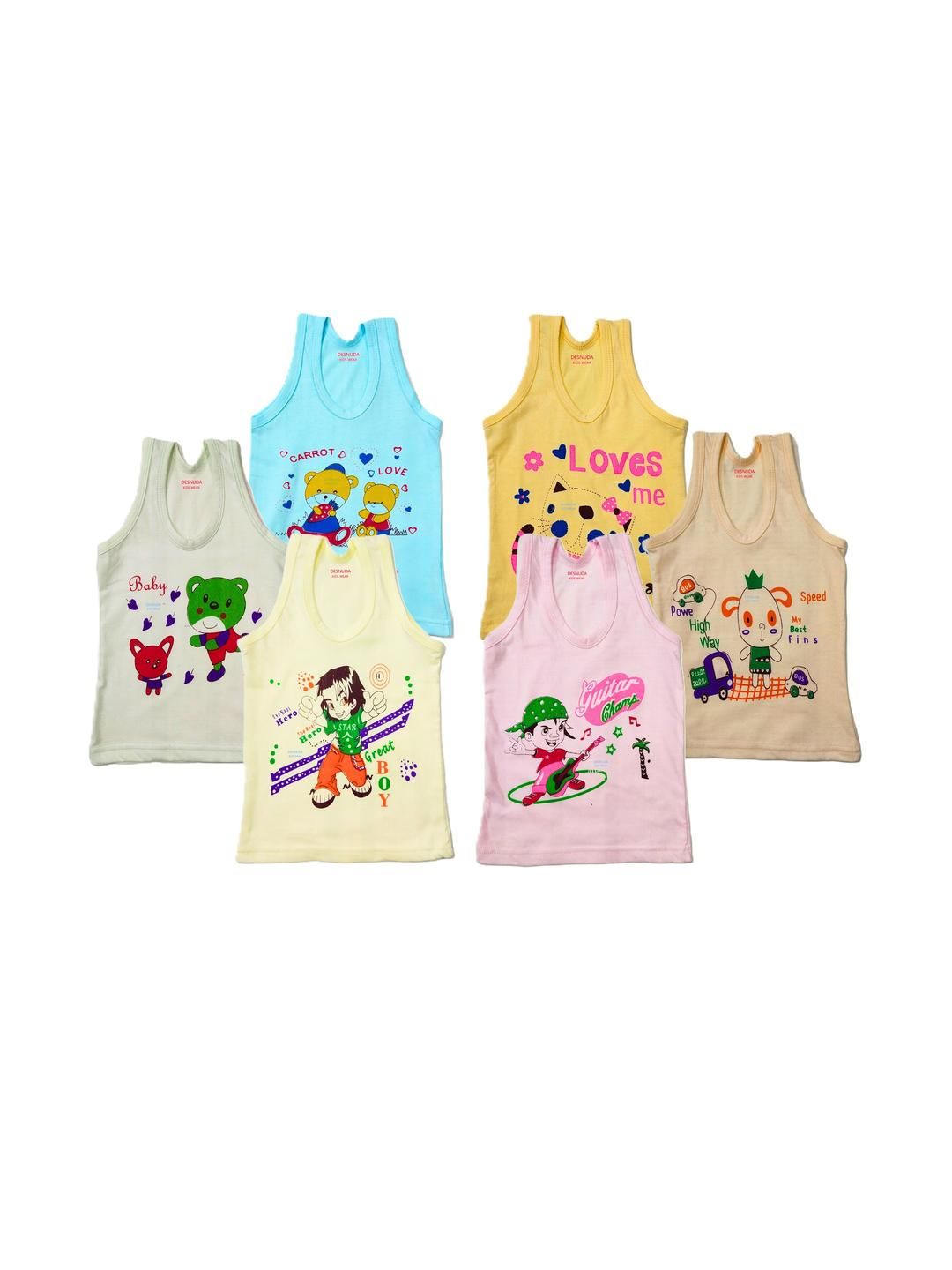 desnuda TINY HANDS Girls Multicolored Pack Of 6 Innerwear Vests-picture-14