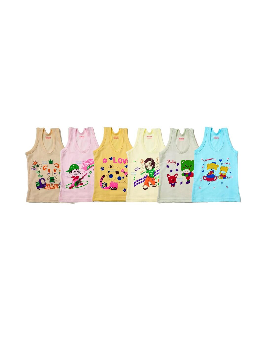 DESNUDA Boys Pack of 6 Printed Cotton Vest-picture-40