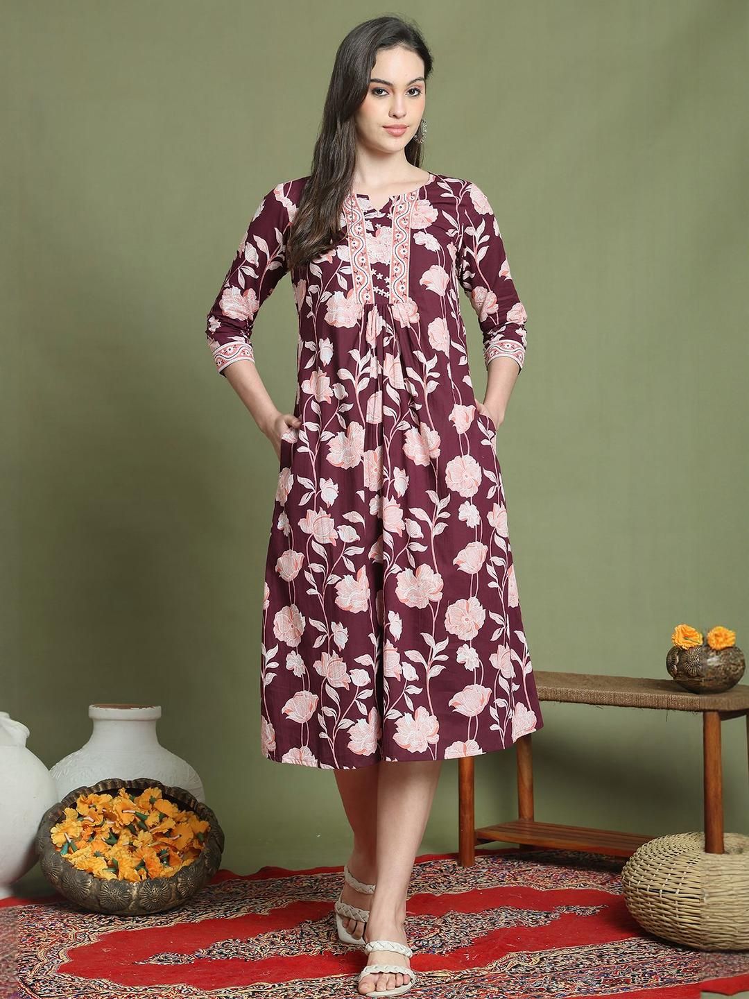 KALINI Floral Print A-Line Dress-picture-34