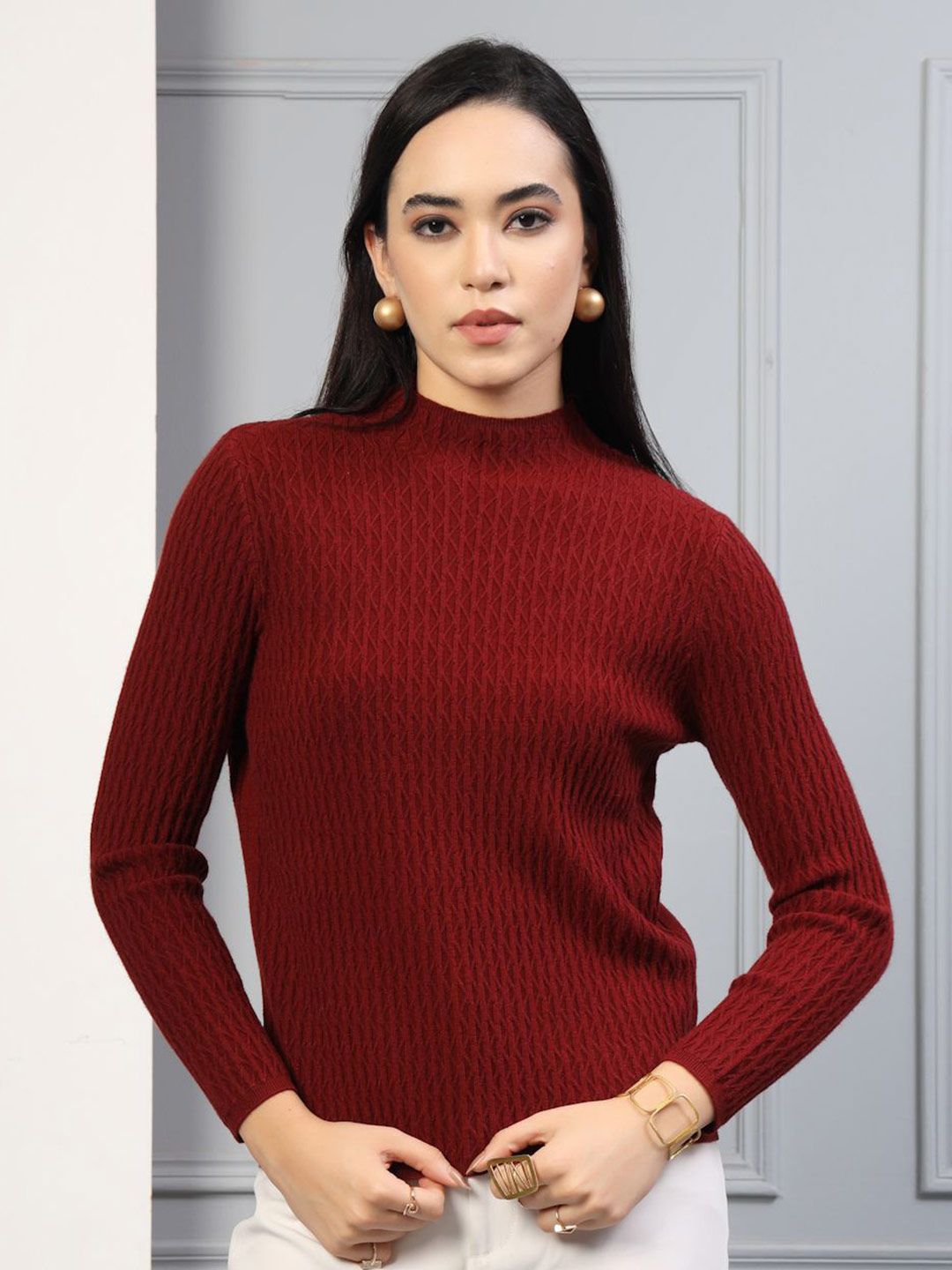 Mafadeny Women High Neck Pullover Sweaters-picture-36