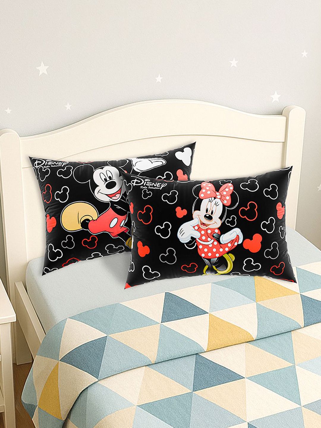 Kuber Industries Black & Red 2 Piece Printed Microfiber Ultra Soft Pillows-image-3