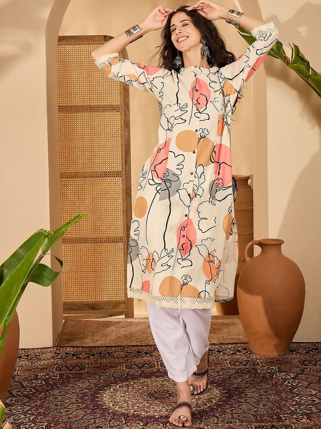 Sangria Women Floral Printed Cotton Kurta-picture-21
