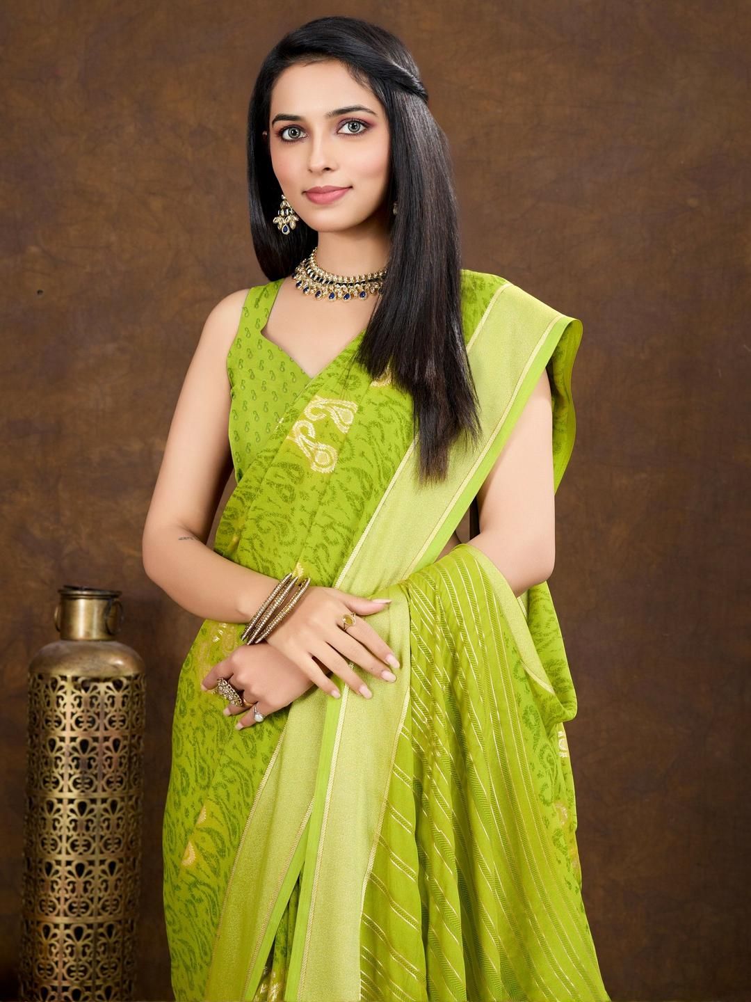 Mitera Woven Design Zari Poly Chiffon Saree-picture-36