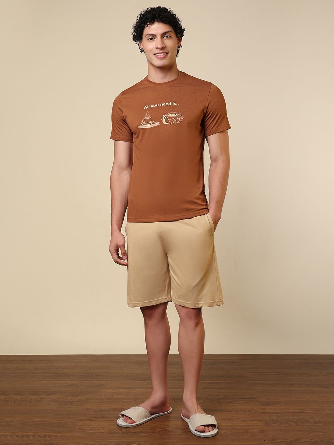 SleepZ by Raymond Printed Pure Cotton Round Neck T-Shirt & Shorts-picture-20