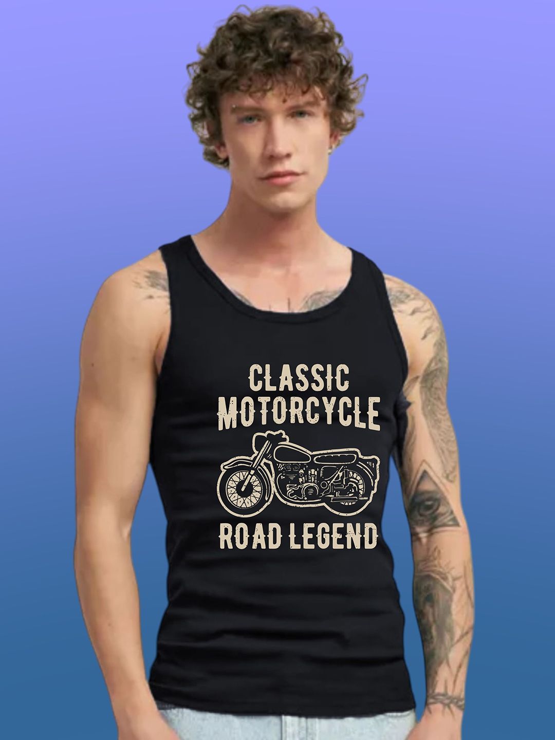 Uniplanet store Printed Scoop Neck Gym Vest UVM-ROAD-LEGEND-BLK-S-picture-36