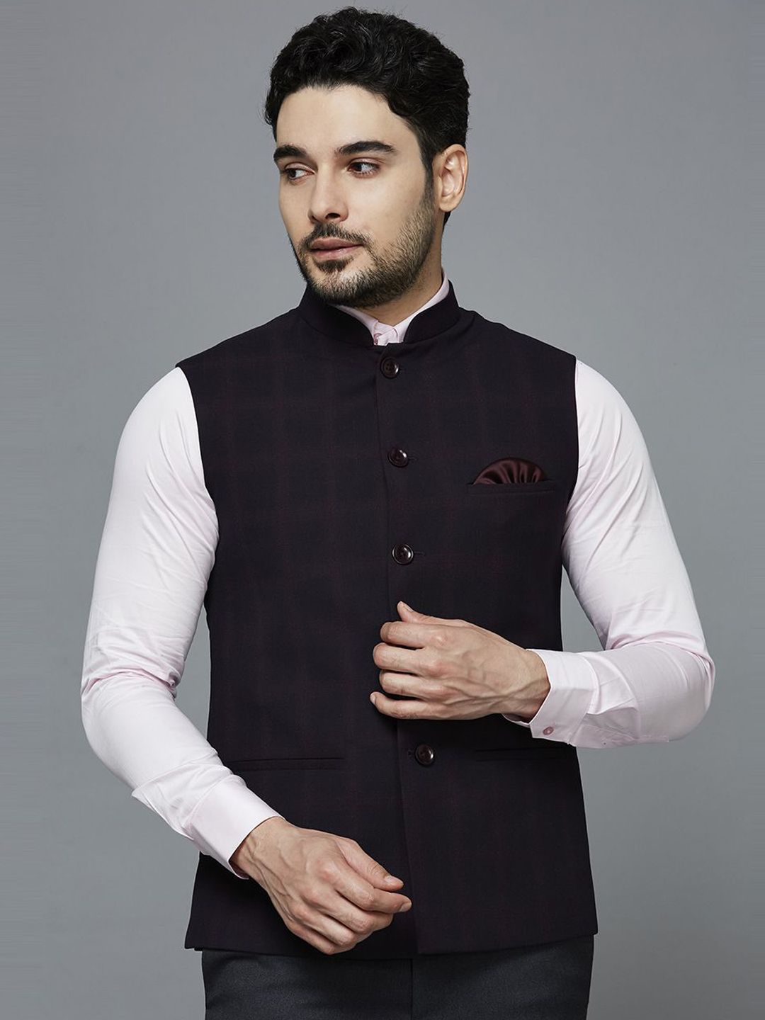 ESSAS club Checked Nehru Jacket-picture-11