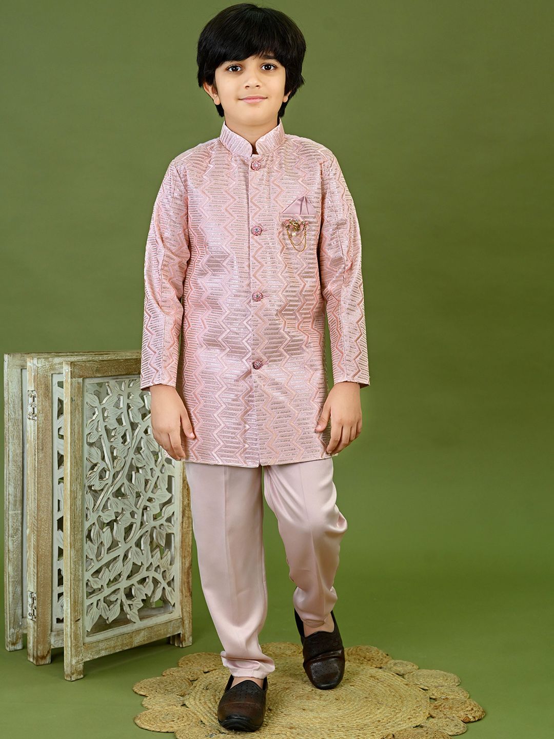 BT DEZINES Boys Zig Zag Embroidered Sequined Sherwani Set-picture-37